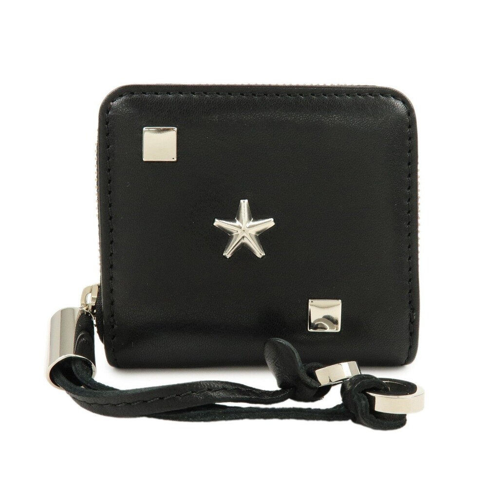 Jimmy Choo Penny Star Studs Calfskin Coin Purse Black